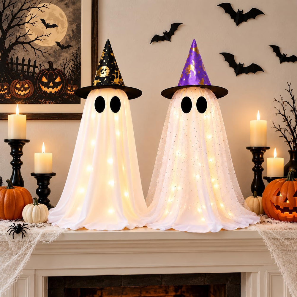 2 Pack Halloween Ghost Decorations, 21.7 Inch Light Up Ghost Indoor Decor wit...