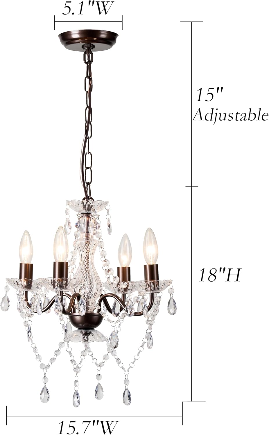 LaLuLa Mini Acrylic Crystal Chandelier Modern Farmhouse Bronze Chandeliers Li...