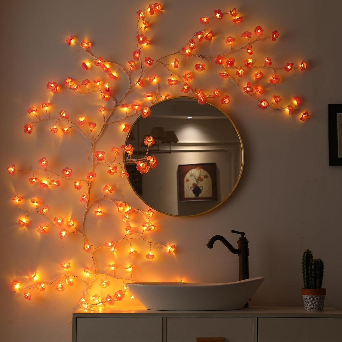 nidisetpjas cherry blossom lights with remote, 7.5 ft, close-up detail