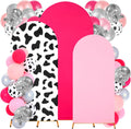Foilswirl 34 Pieces Disco Cowgirl Party Decorations Cowgirl Arch Covers 4ft 5ft 6ft Pink Spandex Backdrop Covers Hot Pink Silver Balloon Disco Foil Balloons for Birthday Bachelorette Wedding Party