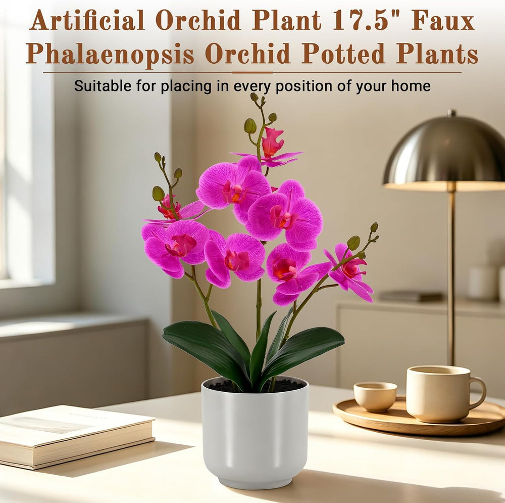 Faux Orchid 17.5” Tall Artificial Flower Indoor for Home Decor