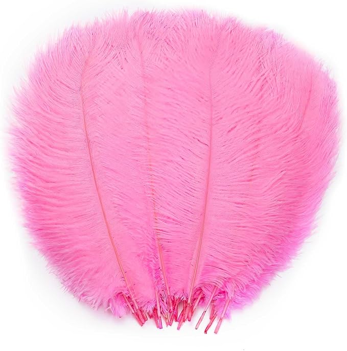 YAKRUNA 30PCS Light Pink Ostrich Feathers Bulk 12-14 Inches for Centerpieces for Wedding Birthday Gatsby Party, Decorative Plumes for Vase & Table & Christmas Tree Decor (30-35cm, Pink)