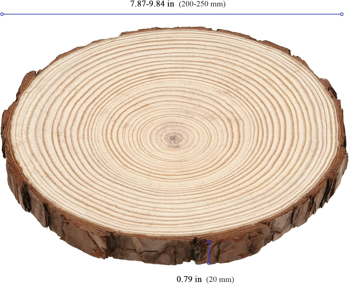 yuenpun 9 pcs natural wood slices with bark, close-up detail