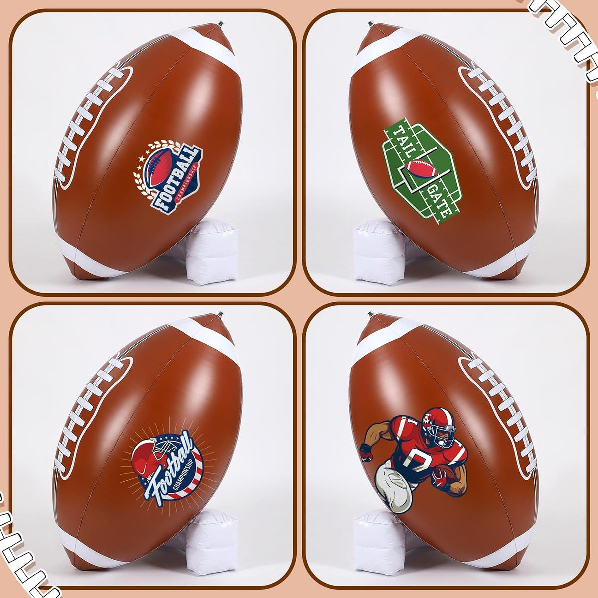 bencailor 2 pcs giant inflatable football party decoration showing dimensions