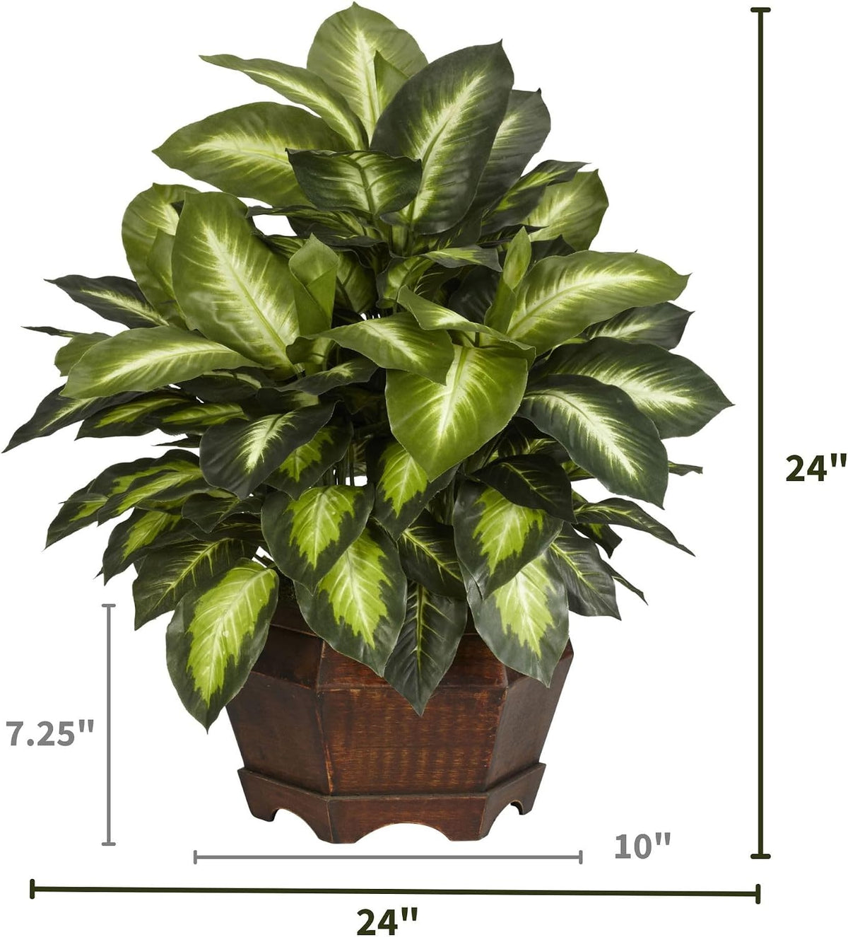 Nearly Natural 24 in Artificial Golden Dieffenbachia Plant with Pot