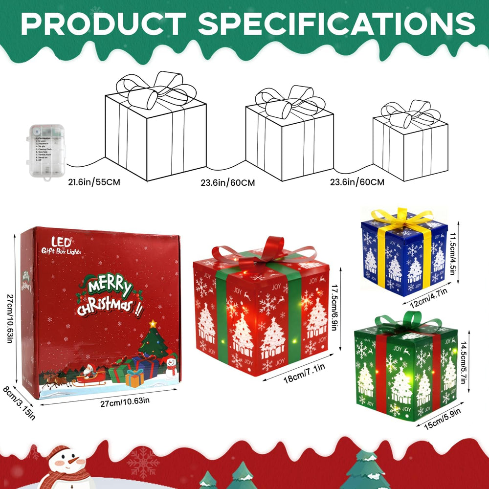 Set of 3 Christmas Lighted Gift Boxes, (3-Piece), Outdoor Christmas Decoratio...