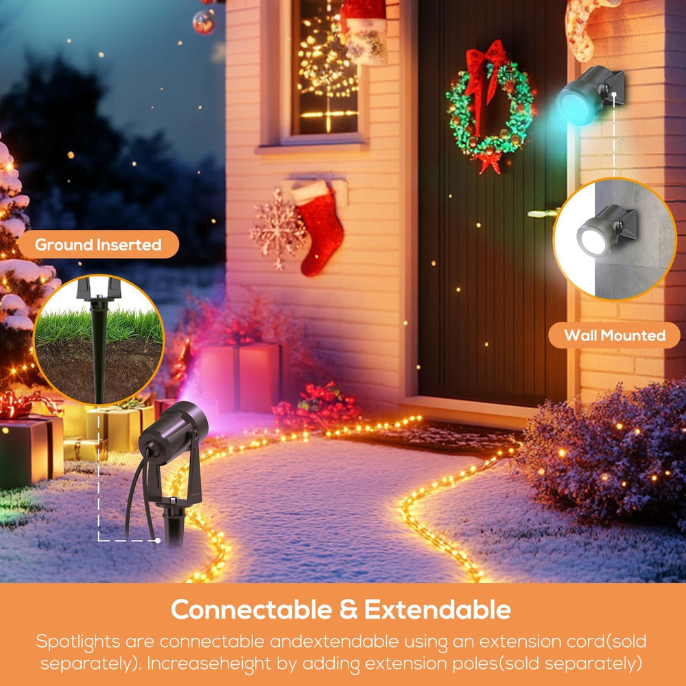 SUNTHIN 10 Pack Outdoor RGBW Landscape Lights, Color Changing Spot Uplights