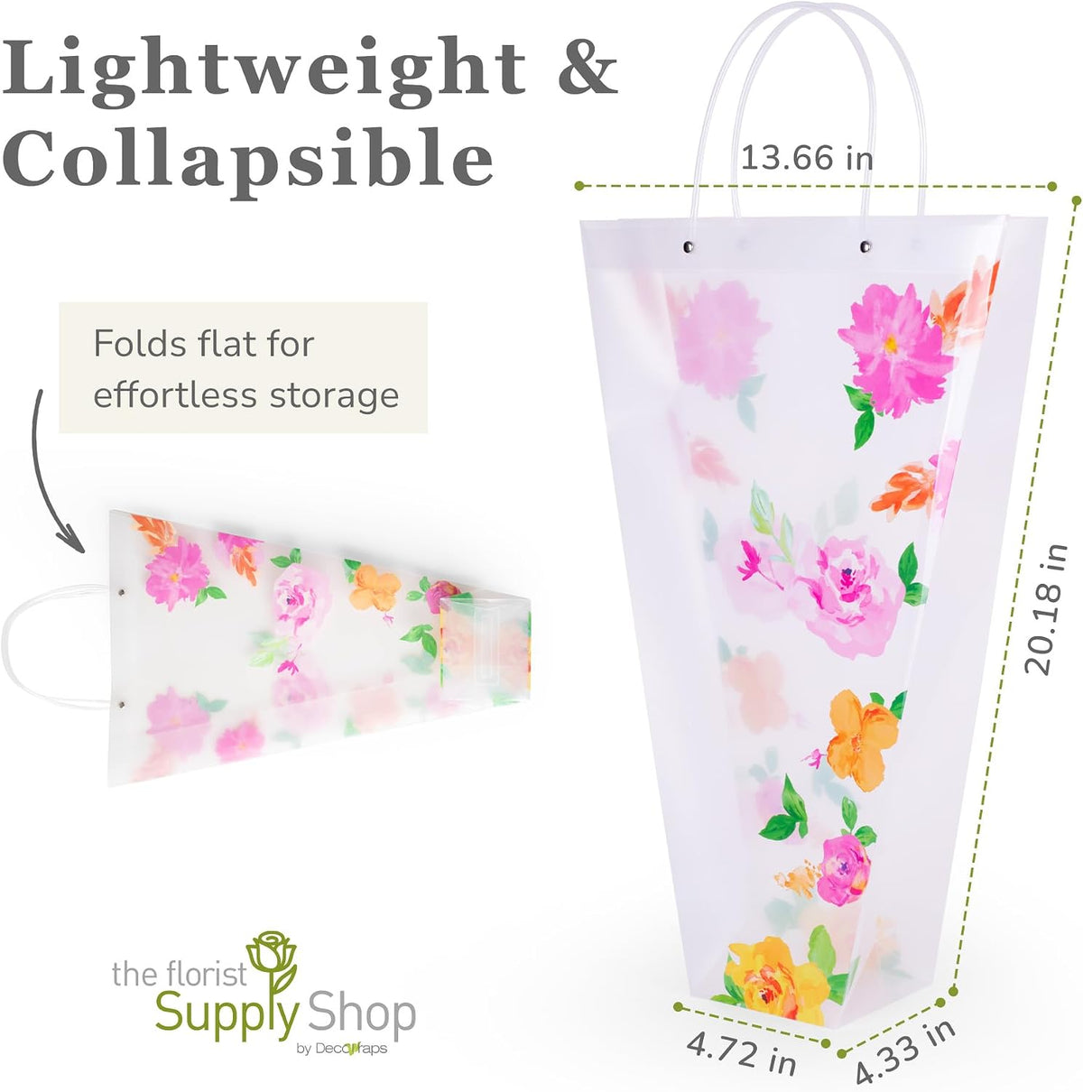 14 reusable floral vase bag for bouquets, close-up detail