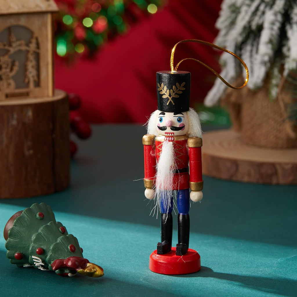 aoriher 24 pcs christmas nutcracker ornament small wooden on a desk or shelf