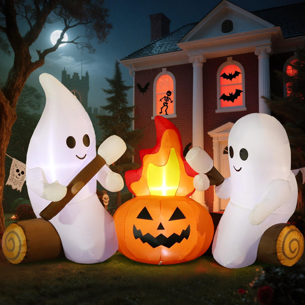 domkom 6ft halloween inflatable blow up decorations, cute, close-up detail