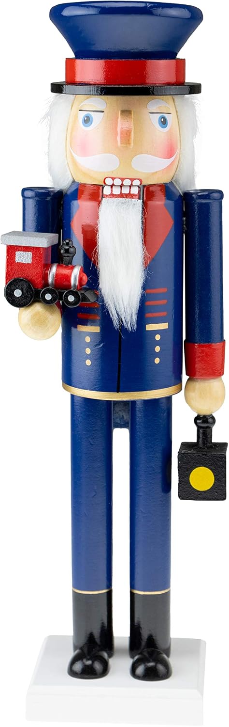Clever Creations Motorman 14 Inch Traditional Wooden Nutcracker, Festive Christmas Décor for Shelves and Tables