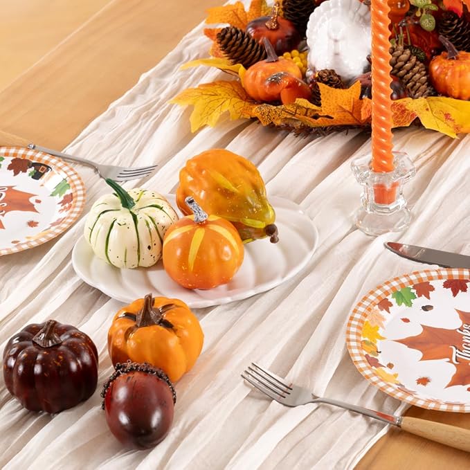 Ivory White Cheesecloth Table Runner 12 Pack Fall Table Runners Boho Gauze 120 Inches White Cheese Cloth Fall Table Decorations for Thanksgiving Weddings Bridal Baby Shower
