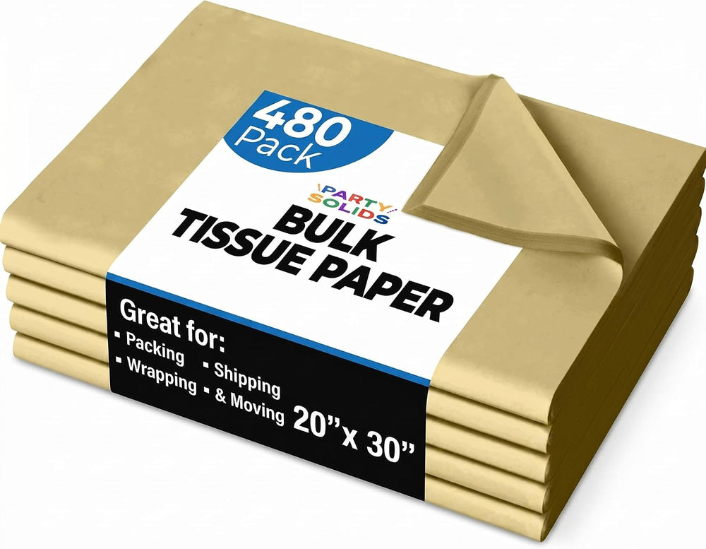Party Solids Gold Tissue Paper for Gift Bags, 20 x 30 Inch, 480 Sheets