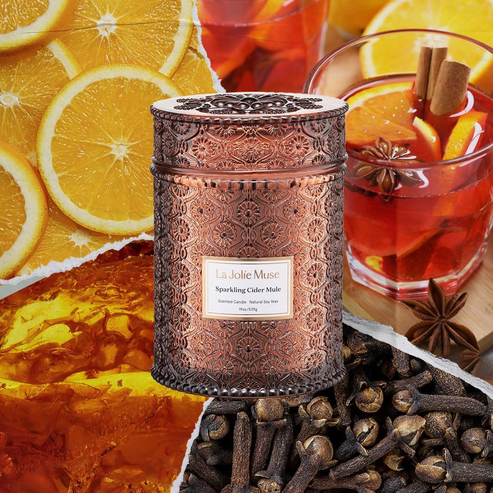 LA JOLIE MUSE Sparkling Cider Mule Scented Candles for Home,19oz Soy Wax