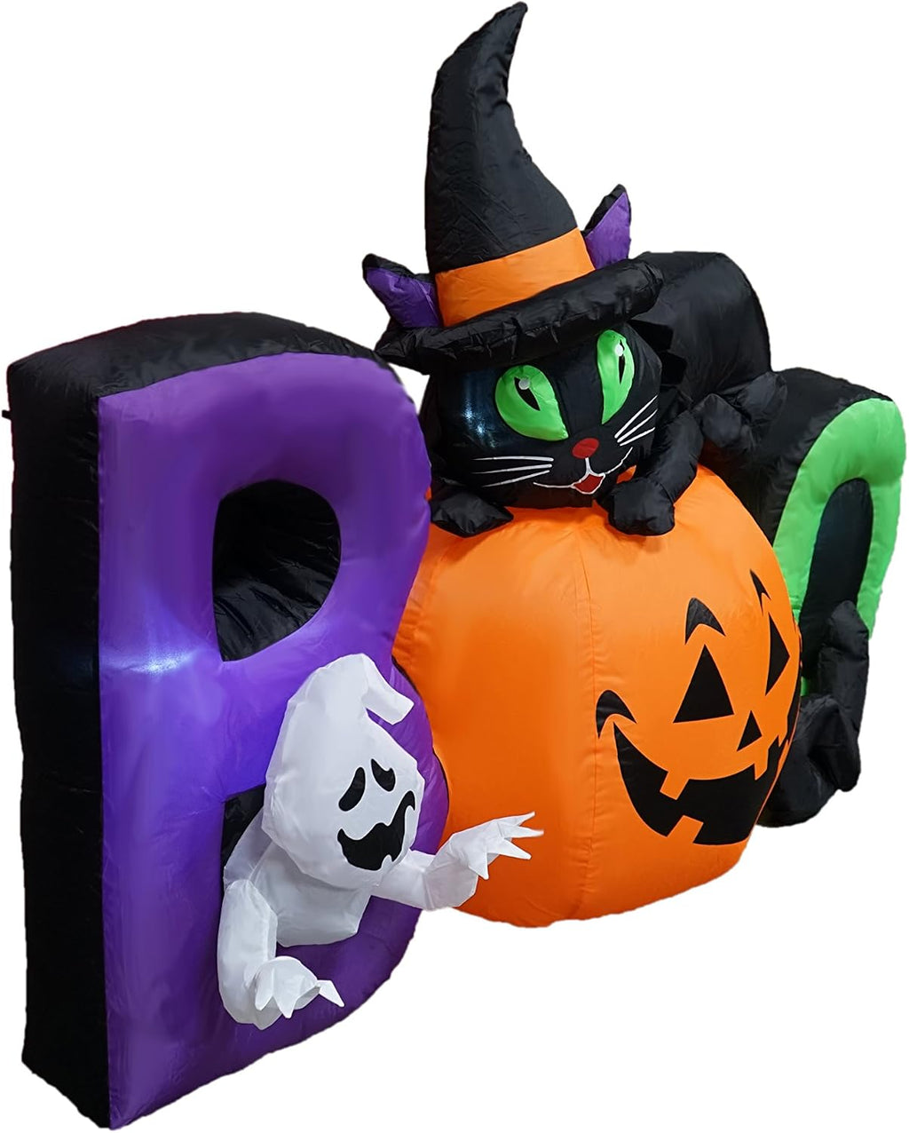 6 ft long lighted halloween inflatable black cat showing dimensions