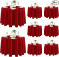 Fitable 8 Pack Round Tablecloths: Stain Resistant Wrinkle Free Circle Table Clothes, Washable Reusable Polyester Table Covers for Wedding Christmas Party Birthday Banquet Reception(Red, 120 Inch)