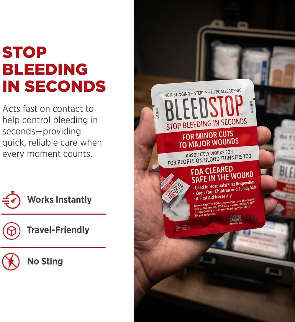 BleedStop™ First Aid Powder for Blood Clotting, Trauma Kit, Blood Thinner Pat...