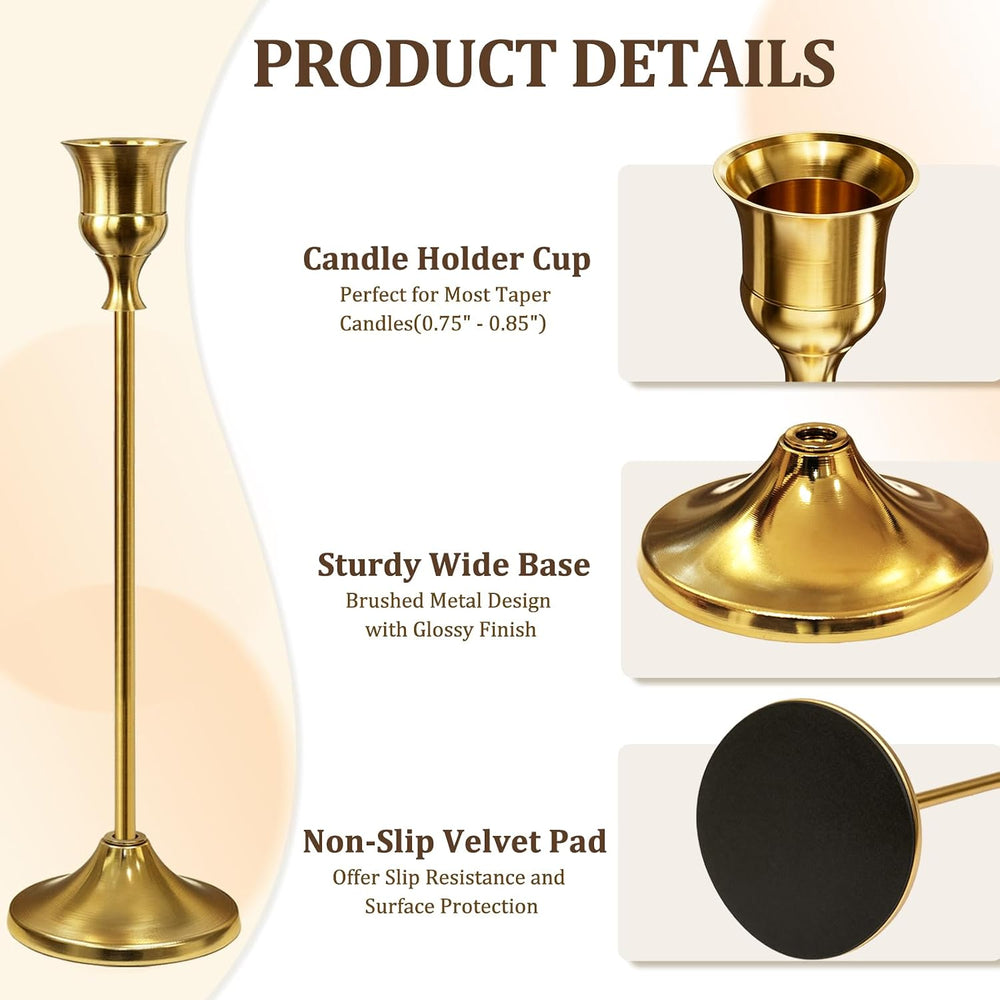 24Pcs Gold Taper Candle Holders, Vintage Centerpieces Candlestick Holder