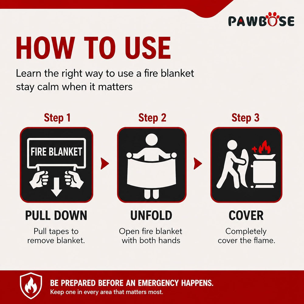 PAWBOSE Emergency Fire Blanket 6.6'×9.8' – Heavy Duty Flame Retardant...
