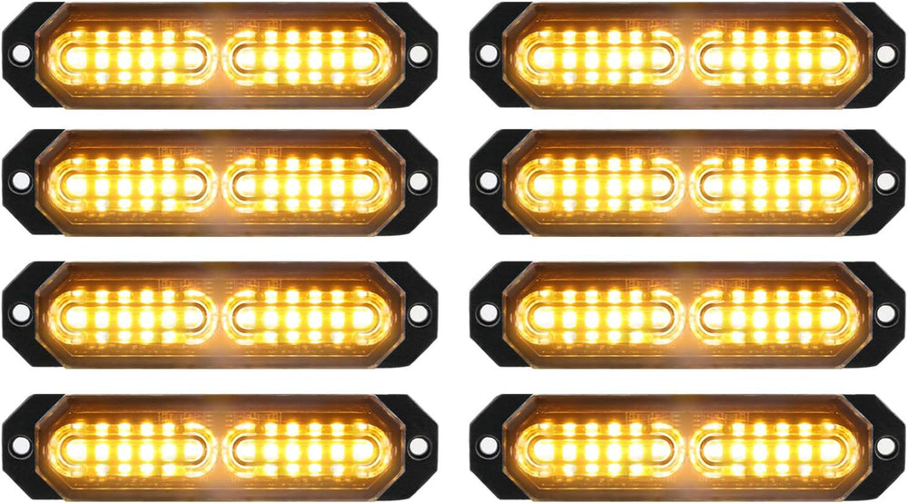 ASPL 8pcs Ultra Slim 12-LED Surface Mount Flashing Strobe Lights