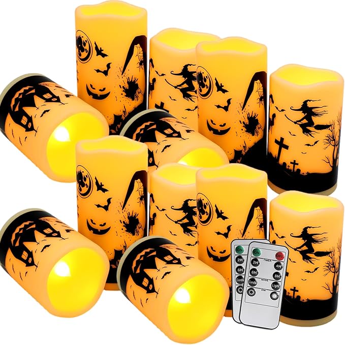 12-Pack Waterproof -Flameless Led Candles，Remote Control and Timer Functions for Halloween and More Decorations（3 Sizes）
