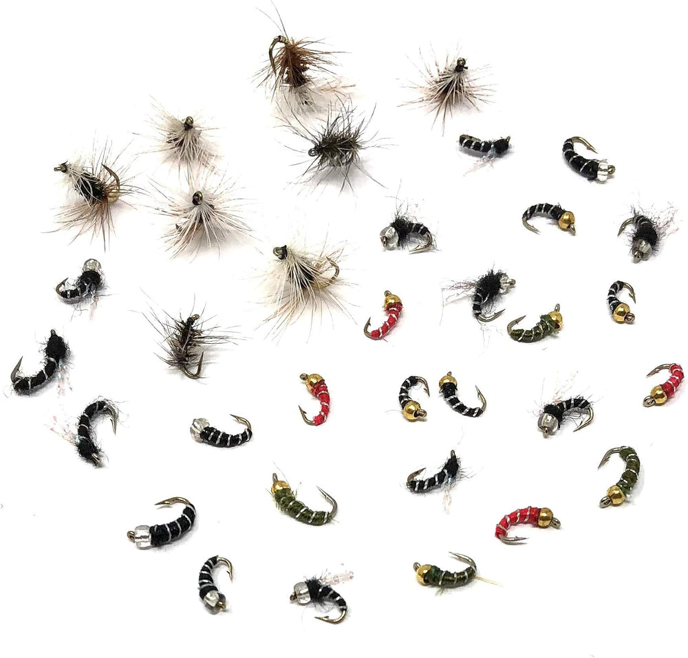 Feeder Creek Fly Fishing Assortment - Trout and Bass Flies, Midge Flies Included