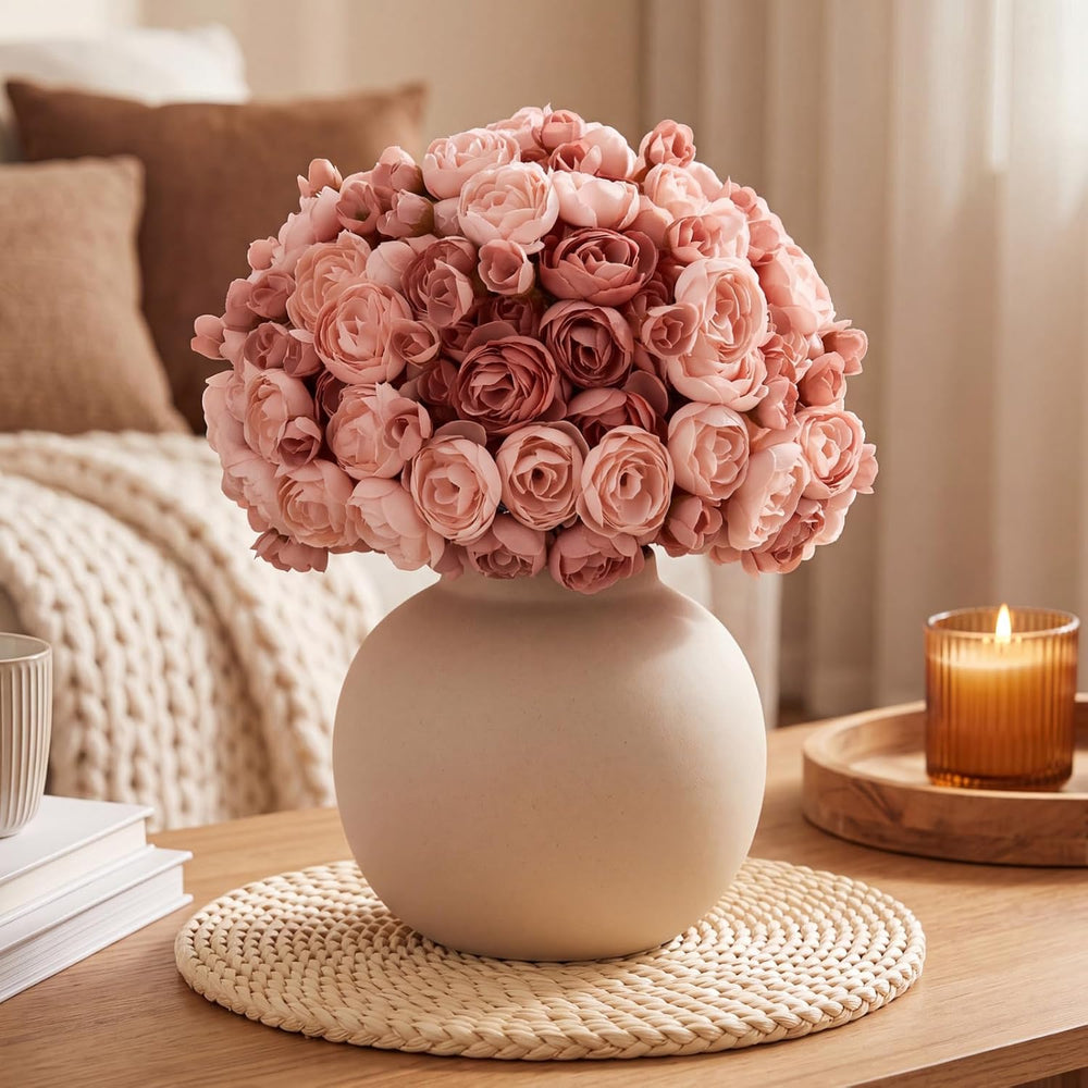 Giegxin 48 Pcs Ranunculus Artificial Flower, Light Pink
