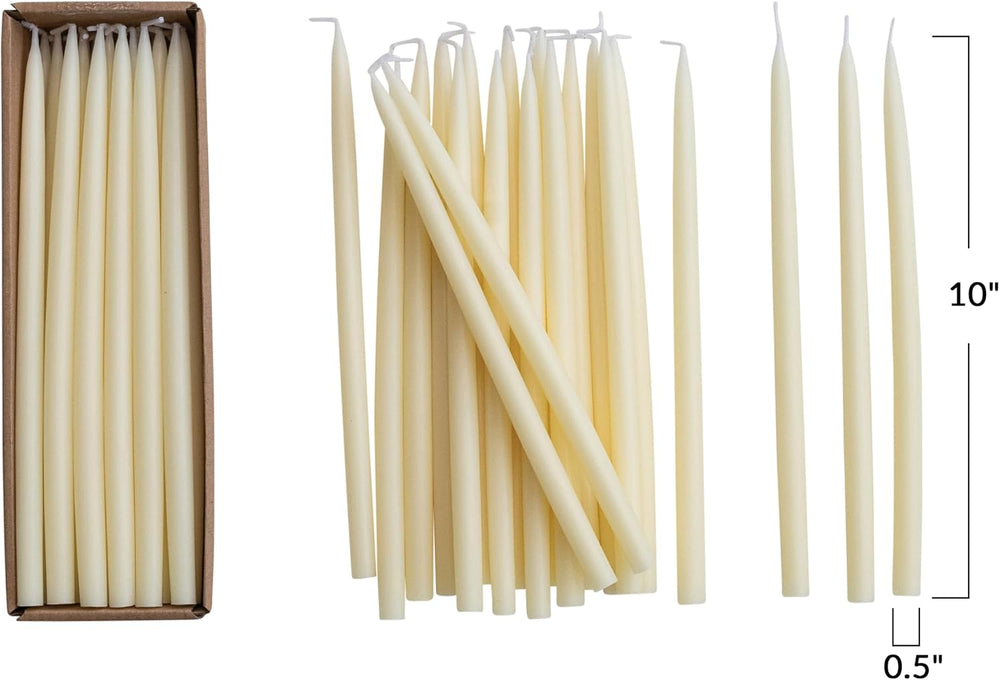 Creative Co-Op 24-Piece Unscented Thin Taper Candles in Box, Ivory Color