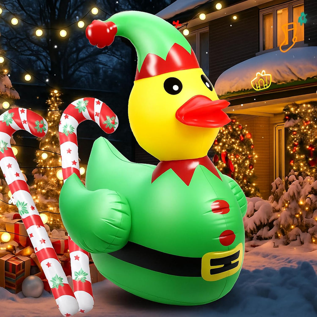 Lenwen 4ft Christmas Inflatable Duck Outdoor Decoration