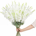 Thiccywoov 50 Pcs White Delphinium Artificial Flower Bulk, 34.25"
