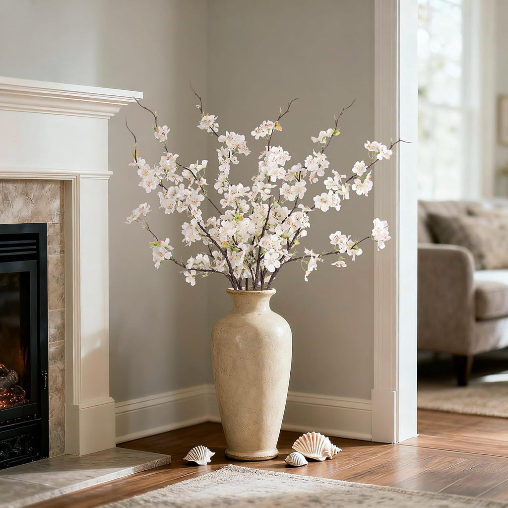 INXUGAO Artificial Cherry Blossom Branches Decor 6 PCS Fake Flowers Indoor