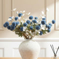 Faux Dusty Blue Flowers, 12 Blue and White Floral Stems For Centerpieces