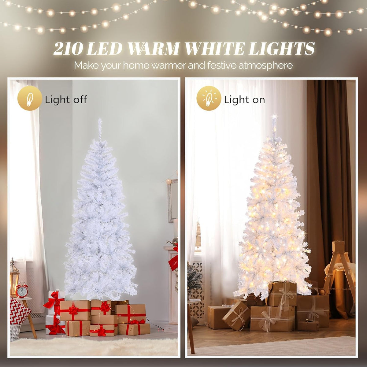 vingli 6 ft pre lit pencil white christmas showing dimensions