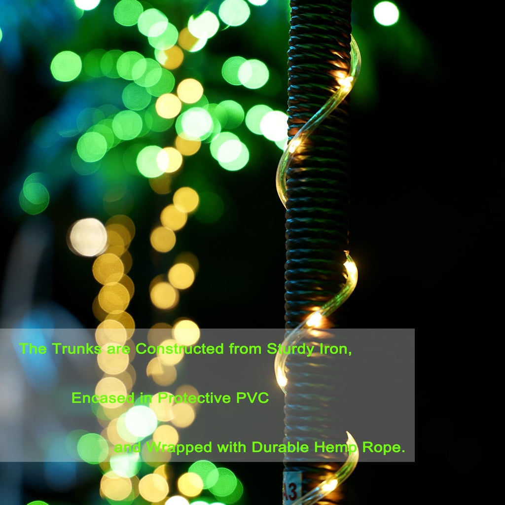 soshot 7ft lighted artificial palm tree with three, close-up detail