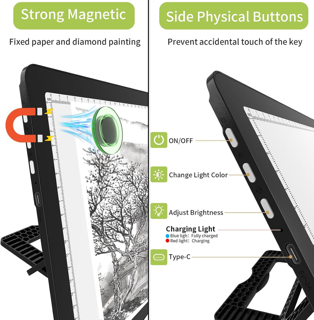 YINGWOND Rechargeable A4 Diamond Art Light Board/Pad with Padded Case