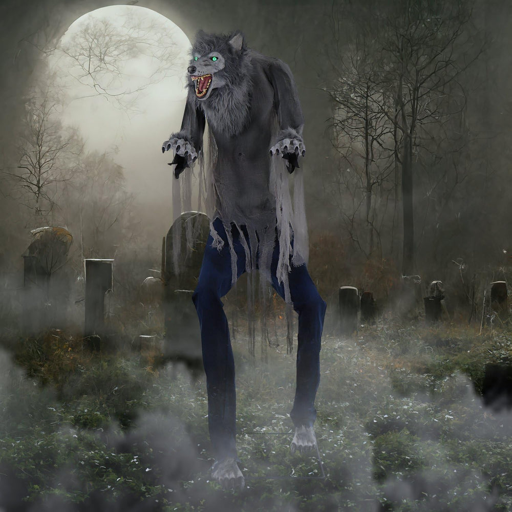 Haunted Hill Farm 7-Ft. Motion-Activated Werewolf Animatronic with LEDs