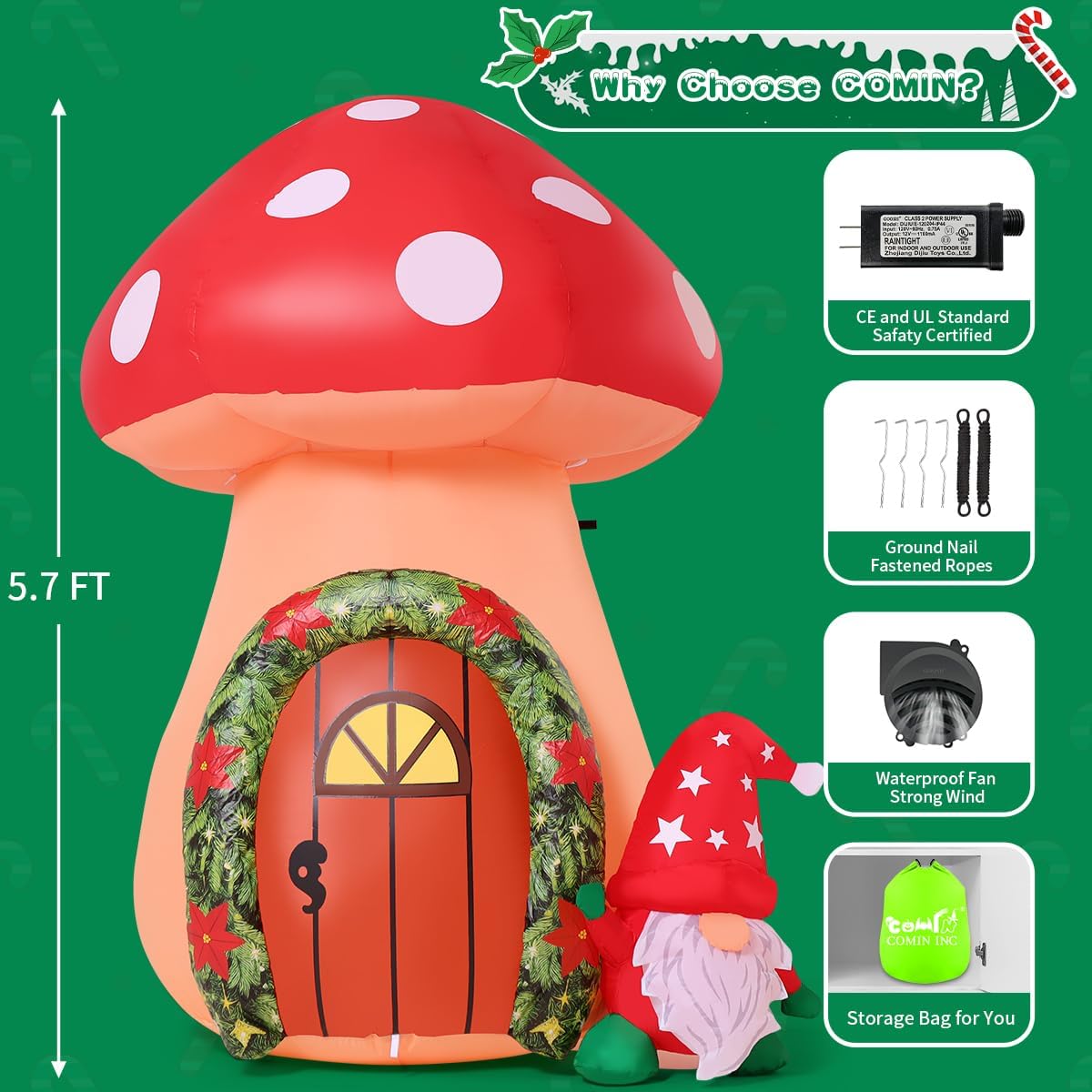 comin 5.7 ft christmas inflatables outdoor decorations inflatable, package contents