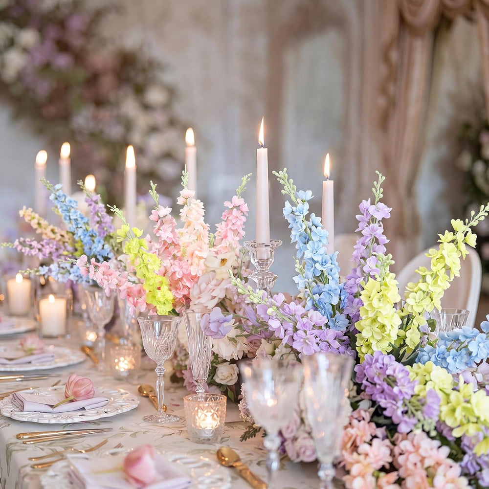50 Pcs Pastel Delphinium Artificial Flower Bulk, 34.25"