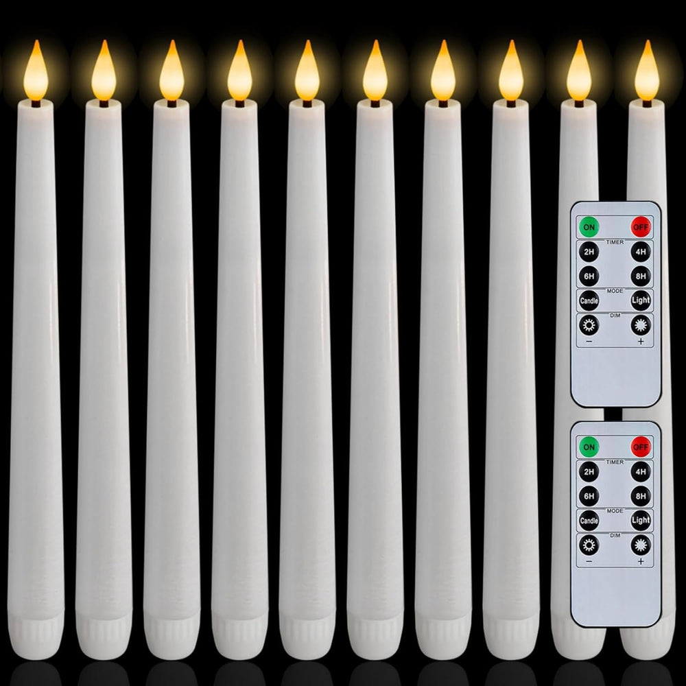Homemory 12 Pcs Waxy Flameless Taper Candles with Remote, Led Flameless Candl...