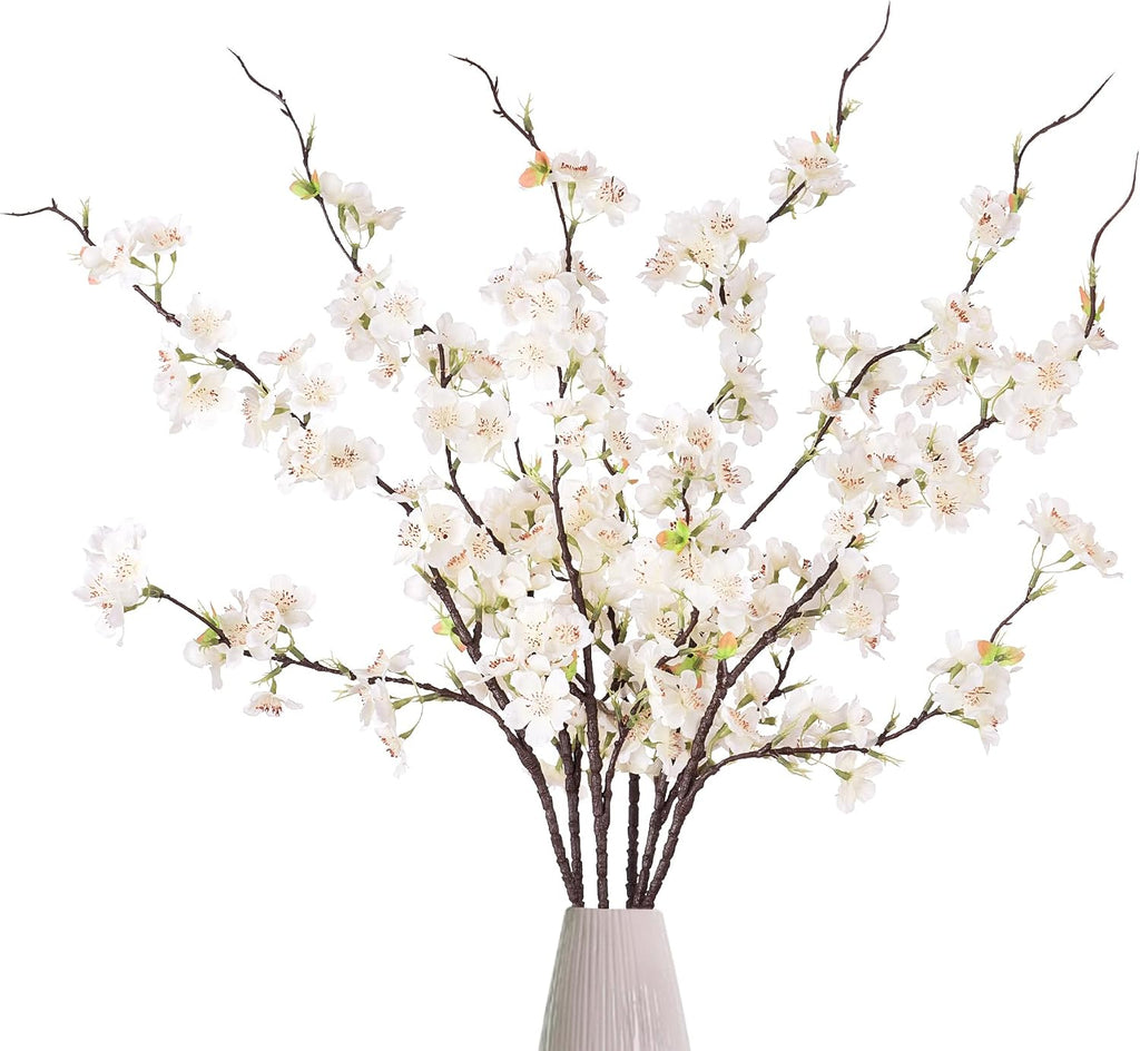 INXUGAO Artificial Cherry Blossom Branches Decor 6 PCS Fake Flowers Indoor