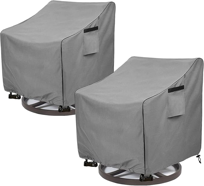 Okcool Outdoor Swivel Chair Cover 2 Pack,Outdoor Furniture Patio Chair Covers Waterproof Clearance,(30" W x 34" D x 38.5" H) Outdoor Lawn Patio Furniture Covers,Grey