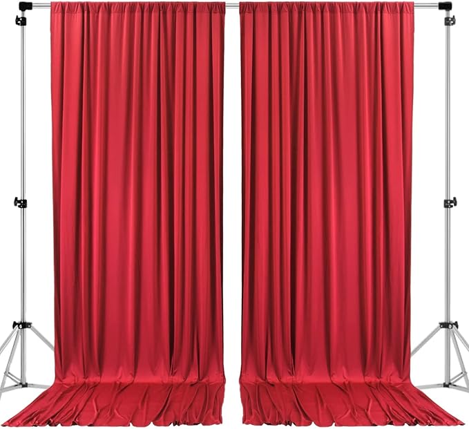 AK TRADING CO. 10 feet x 8 feet IFR Polyester Backdrop Drapes Curtains Panels with Rod Pockets - Wedding Ceremony Party Home Window Decorations - RED