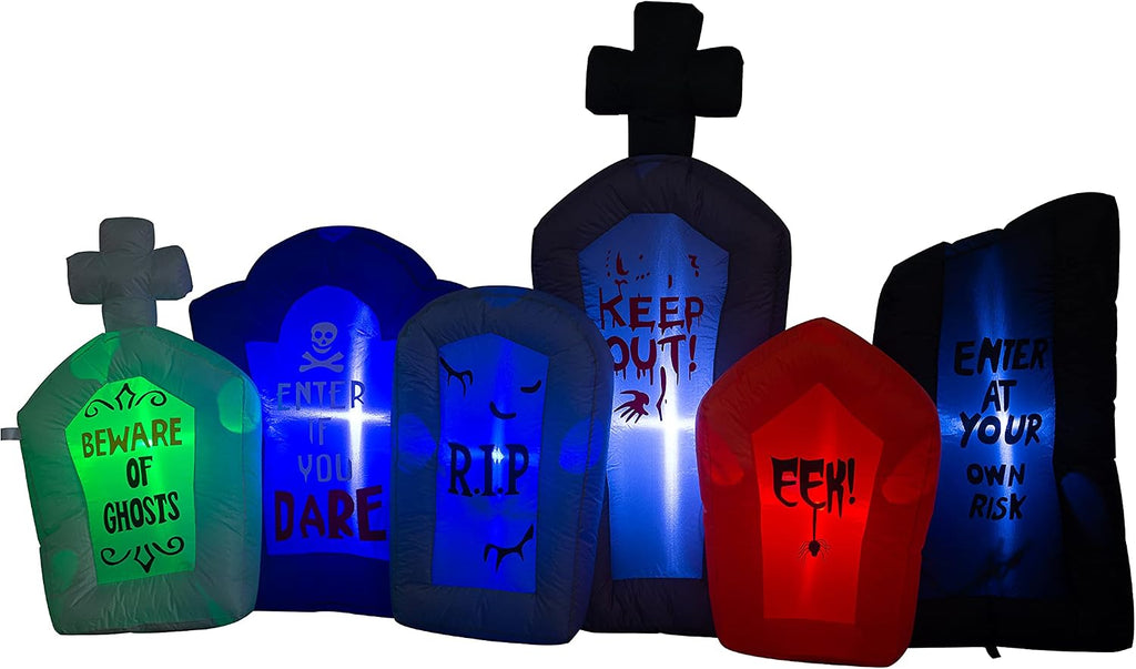 7.5 foot long halloween inflatable tombstones collection with on a desk or shelf