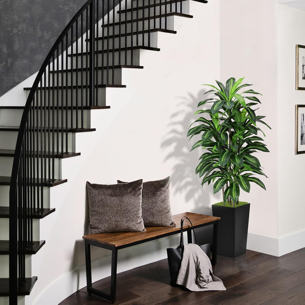 ASTIDY Artificial Plant 5FT Dracaena Fake Tree with Black Tall Planter