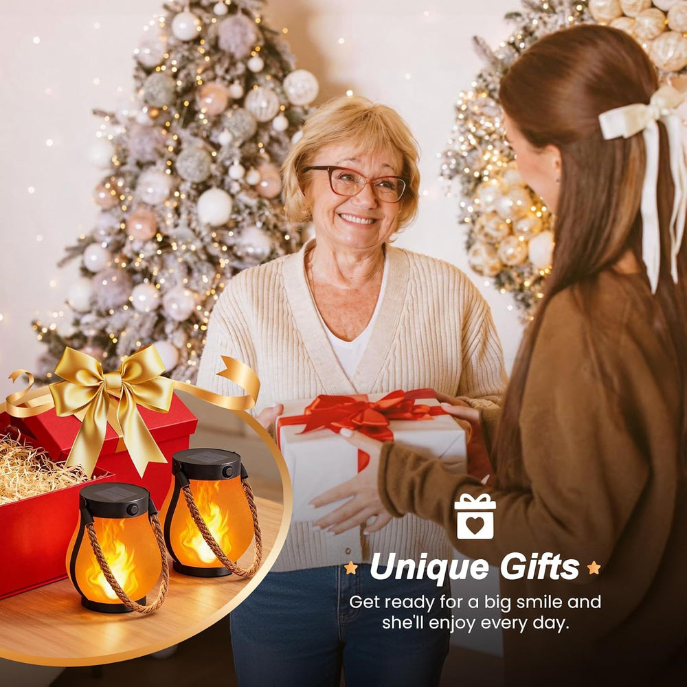 Gen2 Solar Lanterns Outdoor Waterproof with Ultra-Real Flame