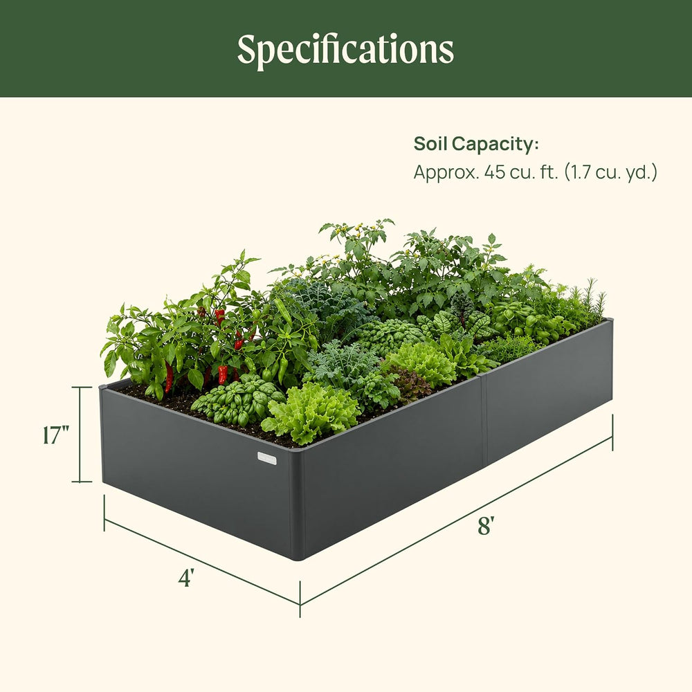 Vego garden Modern Raised Garden Bed, 17" Tall 4 x 8 ft Metal Raised Gar...