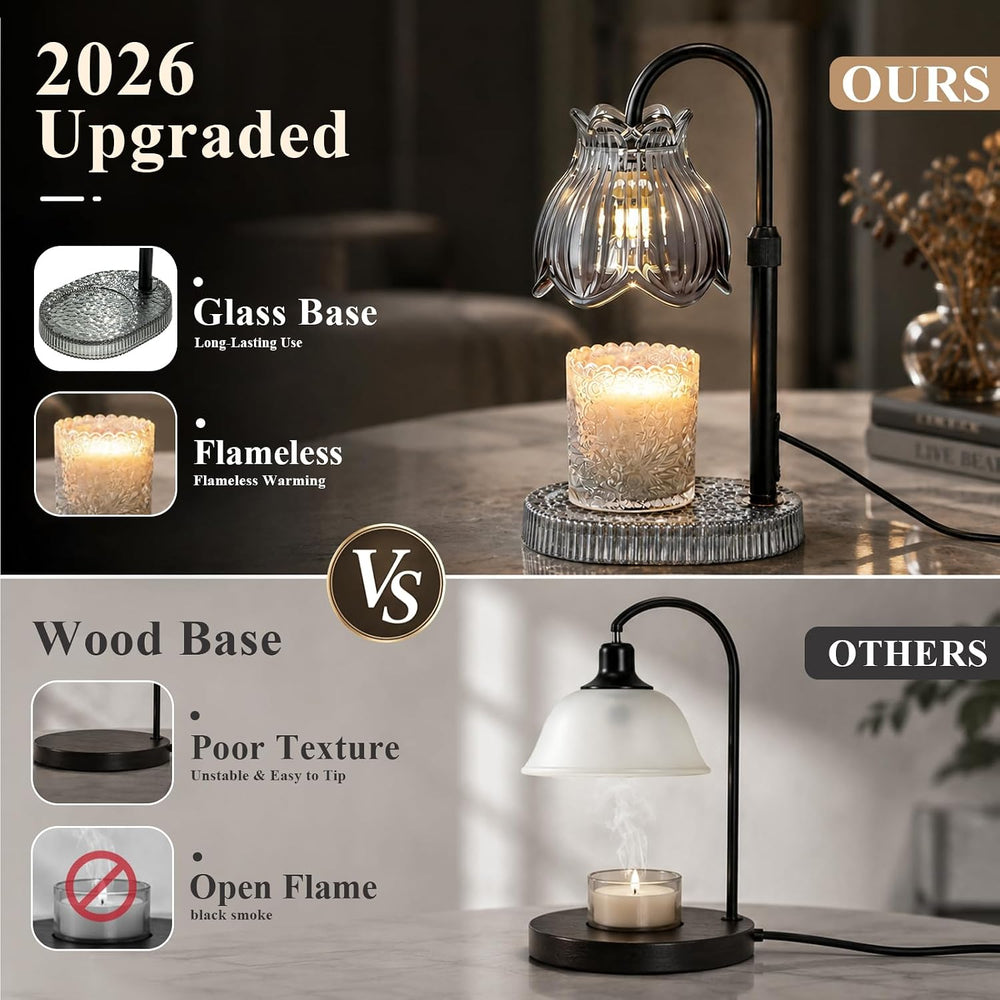 JACCAWS Candle Warmer Lamp with Timer Dimmer, Adjustable Height (Black)