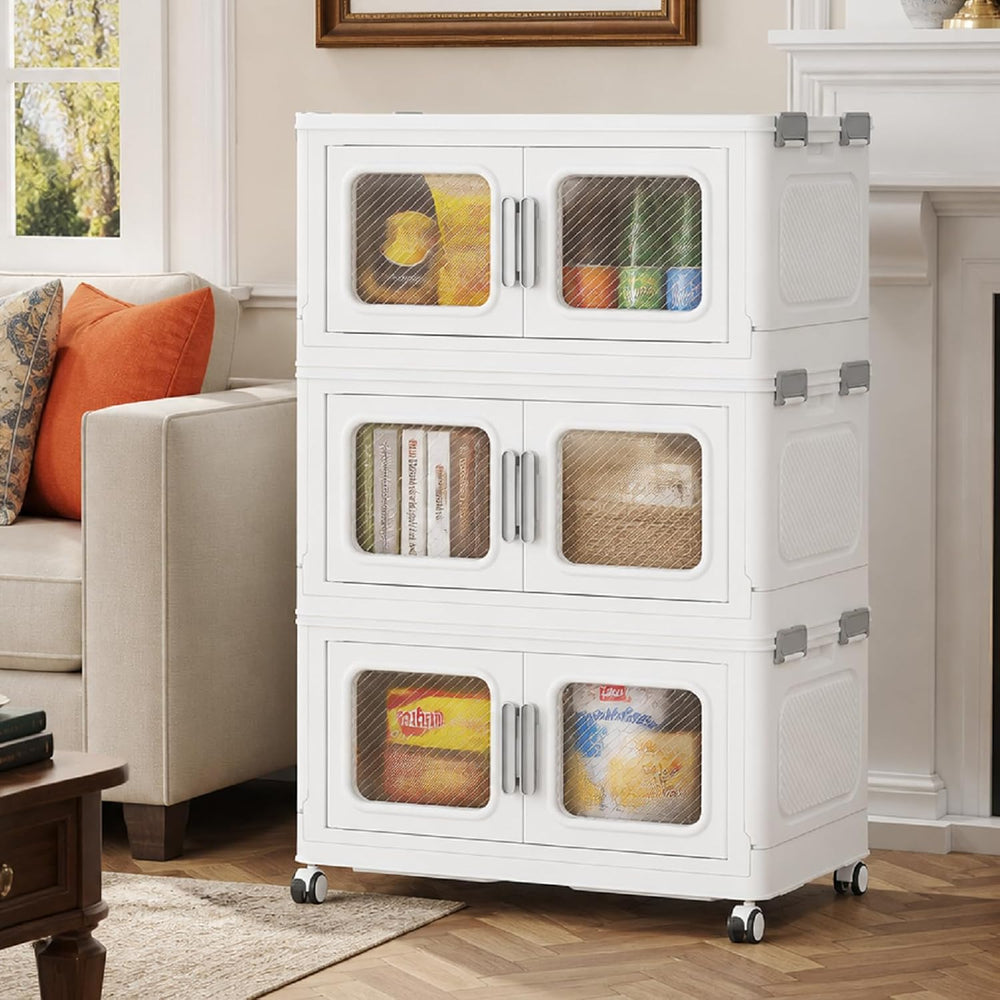 BROVIEW 180 Qt Extra Large Stackable Storage Bin with Lids, 3 Pack White