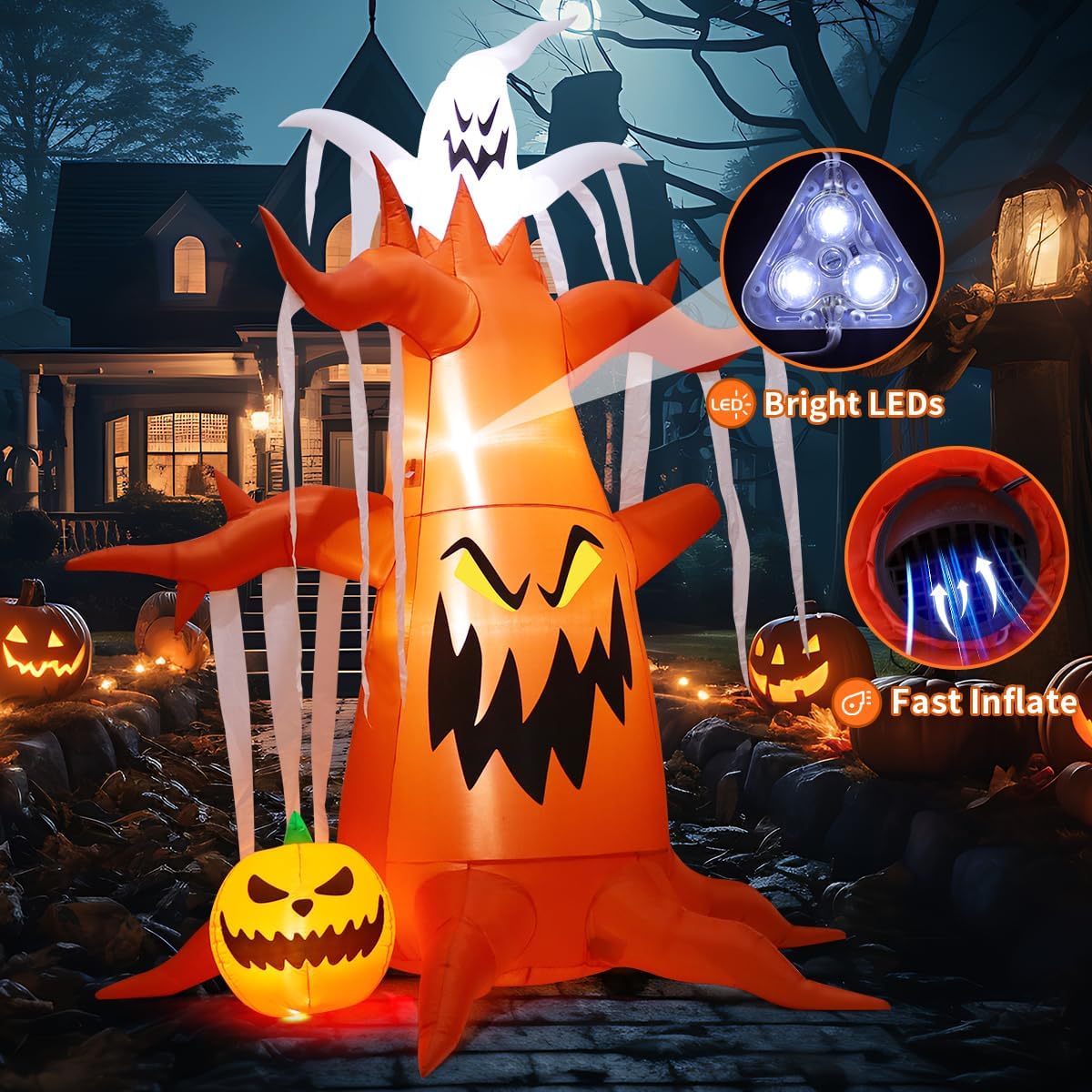 goosh 10 ft halloween inflatables tree outdoor decorations shown in use