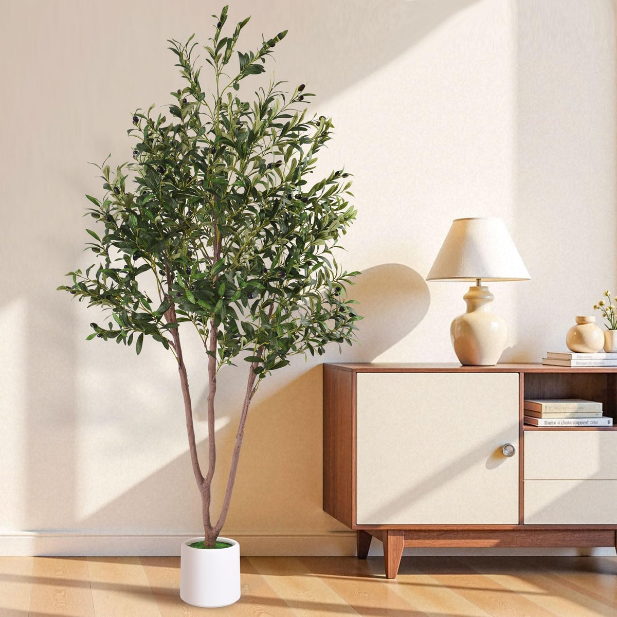 6FT Olive Tree Artificial Indoor Plant,Fake Olive Tree,Lifelike Moss Potted